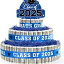 2025 Graduation Gifts for Class of 2025 Party Decorations,3 Tier Blue Congrats Grad Cake Filled with Cash Money for College High School Graduation Funny Money Gifts Idea and Party Supplies