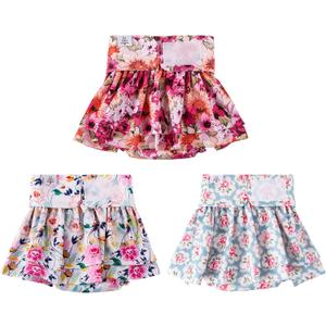CuteBone Female Dog Diapers with Skirts 3 Pack Reusable Puppy Dresses Pants for Heat Cycle Period QBD03L