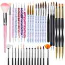 Artdone 35pcs Nail Art Pens brushes,Nail Art Tool Set,Nail Dotting Tools,Nail Dust Brush,Striping Nail Art Brushes for Long Lines,Nail Drawing Pen For Nail Design