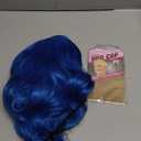 Short Bob Wavy Wig with Bangs for Women Loose Curly Shoulder Length Synthetic Cosplay Wig Bob for Girl Colorful Costume Wigs (Blue)