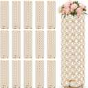 Dandat 16 Pcs Crystal Flower Vase Table Centerpieces 10.24 Inch Tea Light Candle Holders Wedding Crystal Cylinder Flower Vases for Table Room Home Wedding Party Events Decor (Gold)