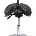 Saddle Stool with Wheels,Rolling Stool with Back Support&Split Seats,Ergonomic Stool Saddle Stool for Hair Stylist for Dentist Salon Tattoo(Black with Split Seats), 1 Pack