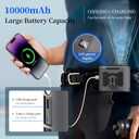 2 x Portable Waist Clip on Fan, 10000mAh Belt Personal Fan Rechargeable With Flashlight Power Bank for Night Fishing, Camping - 5 Speed Wind Adjustment for Outdoor Workers, Sports Lovers -GrayBlack