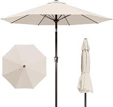 Patio Kingdom 9FT Patio Umbrella Outdoor Table Umbrella w/Push Button Tilt and Crank, 8 Sturdy Ribs, UV Resistant Waterproof Market Umbrella for Pool, Deck, Backyard, Garden, Creamy White