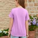 ZDC Girls Short Sleeve Shirts Crewneck T Shirts Kids Summer Tops Basic Tees 5-14 Years (Purple)