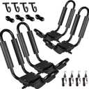FORWODE Heavy Duty Kayak Roof Rack, 2 Pair J-Bar Kayak Rack with 4 Ratchet Tie, 4 S-Hook Ratchet Straps, 4 Anchor Belts for Kayak Canoe Boat Surf Ski on SUV Car Truck Crossbar