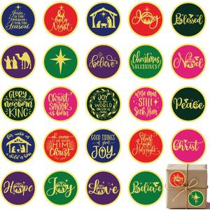 2 x Christmas Stickers for Envelope Seals Cards Making Crafts 2 Inch Round Happy Holiday Christmas Label Card Vinyl Stickers for Mailing Baked Goods Gifts Decorative Bag (Joy168)