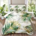 CCoutueChen Green Palm Leaf Comforter King Tropical Palm Leaves Comforter Sets Chic Botanical Leaf on White Gold Marble Comforter Set Aesthetic Art Bed Comforter with 2 Pillowcases (King(104" x 90"))