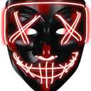 Led Light Up Scary Mask El Wire Mask for Halloween 3 Lighting Modes for Aldult Teens (One Size, Red)