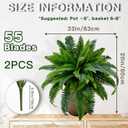 Senjie Artificial Boston Fern 2 Set 55 Branches Fake Ferns for Outdoors 33Inch Faux Plant for Home Living Room Office Decor(Upgraded)