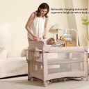 Pack and Play, 4 in 1 Baby Playard Portable Crib, Bassinet, Bedside Sleeper, Changing Table & Playpen | Breathable Mesh | Safe & Foldable for Newborns to Toddlers (Beige)