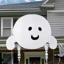 JOYIN Halloween Inflatable Outdoor Decorations, 4.5ft Inflatable Cute Ghost Decoration Lying On The Roof with LEDs, Halloween Blow Up Yard Decor for Parties Roof Decor White