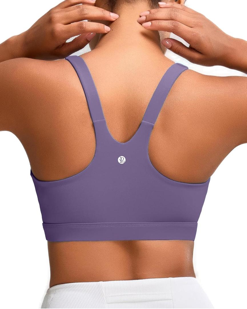 RUNNING GIRL Sports Bra for Women, Molded Cup High Impact Sports Bras for Women with Sewn in Pads (Large, Taro Purple)