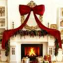 Large Velvet Christmas Bows, 2026 New Large Bows for Christmas Tree Topper, Giant Velvet Bow for Xmas Tree Topper, Wreaths, Mantle, Front Door, Porch & Wedding Indoor Outdoors Decoration (Red 6Ft)