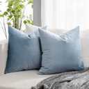 Light Blue Soft Velvet Throw Pillow Covers 24x24 inch Set of 2 for Sofa Couch Bed Living Room Decorative Luxury Solid Rectangle Cushion Covers Case with Zipper