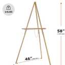 DJAR 63" Wooden Easel Stand for Sign, Dual-use Adjustable Height, Wood Floor Display Easel for Wedding, Welcome Board, Poster, Picture, Photo- Gold