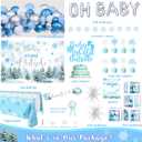 Baby It's Cold Outside Baby Shower Decorations, Blue Winter Snowflake Baby Shower Party Supplies Boy, Winter Wonderland Little Snowflake Is On The Way Balloon Garland Boxe Sash Baby Boy Shower Kit