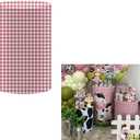 Cows Pink Plaids Spandex Round Cylinder Pillars Covers for Barn Farm Birthday Party Decorations Pedestal Stand Tablecloth Cover Kids Baby Shower Parties Props(Fit for D14''xH30'' Tables)