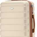 Flight Knight 24x16x10 Expandable Carry On Suitcase Hardside TSA Lock USB C Lightweight Luggage Silent Double Spinner Wheels Maximum Overhead Carry-On Bag For Virgin South West Approved Cream/Tan