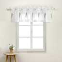 VOGOL White Rod Pocket Sheer Valance, Solid Window Treatment Kitchen Curtains Valances for Windows, Leaves Embroidered Curtain Panels for Living Room (W 52 x L 18 Inch, 1 Panel, Banyan), 2Pcs 30" x 36"