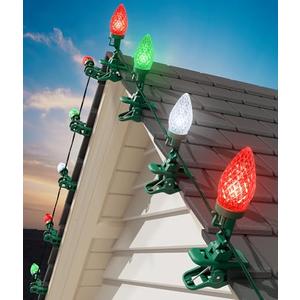 C9 LED Christmas Lights Outdoor, 99 Feet 150 LED C9 String Light with 150 Spring Clips, Waterproof Connectable Christmas Tree Lights for Outside Roofline Patio Home Xmas Decor, Red Green Pure White