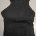 SUUKSESS Women Padded Cotton Ribbed Tank Tops High Neck Racerback Basic Tops (Black, M)