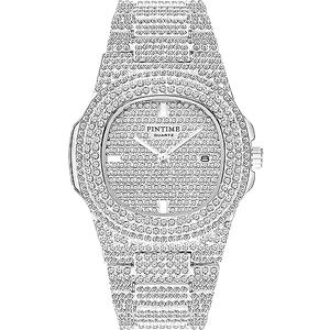 Luxury Unisex Crystal Diamond Watches Big Face Women's Men's Quartz Watch Gold Silver Rose Gold Stainless Steel Bracelet Band