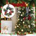 Zeyune 12 Pcs Small Christmas Wreaths for Kitchen Cabinets with Bow Ribbon Mini Cabinet Door Wreath Set Hanging Christmas Decor for Kitchen Window Outdoor Indoor, 14.96 x 7.87''(Simple Style)