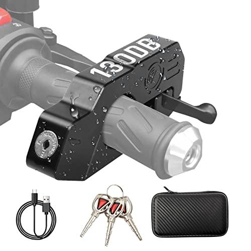OPSOOPI Motorcycle Locks Anti Theft, Motorcycle Grip Lock 130DB Alarm Heavy Duty Throttle Lock, Waterproof Brake Alarm for Moped, Bike, Scooter, ATV (Black)
