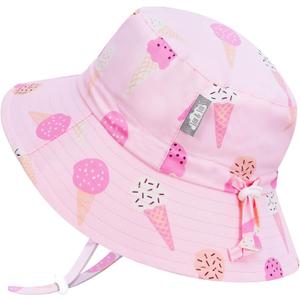 JAN & JUL Girls' Adjustable Water Resistant Bucket Sun-hat 50+ UPF (2-5T, Pink Ice Cream)