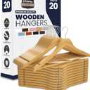 Utopia Home Premium Wooden Hangers 20 Pack - Heavy Duty & Durable Coat Hanger - Wood Hanger with 360-Degree Rotatable Hook - Clothes Hangers with Non-Slip Shoulder Notches For Shirts & Coats (Natural)