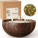 Viyffo Large Non Toxic Soy Candle - Winter Cedarwood & Amber, 12oz 3 Wick Scented Candle for Women & Men, Natural Coconut Shell Jar Perfect for Home Decor & Unique Nature Gift