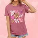 Valentines Shirts for Women Love Hearts T-Shirt Happy Valentine's Day Tee Tops (X-Large, Pink1)