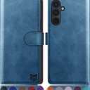 SUANPOT Compatible with Samsung Galaxy A16 5G Wallet case with RFID Blocking Credit Card Holder,Flip Book PU Leather Protective Cover Women Men for Samsung A16 Phone case Sky Blue