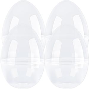 10 Inch Giant Plastic Easter Egg 4 Pcs Empty Jumbo Clear Easter Egg Fillable for Easter Fillers Basket Party Favor DIY Hunt Surprise Easter Eggs (4 Pcs - Clear ( 10 Inch ))