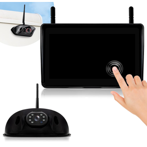 WOOCARTY RV Backup Camera System Wireless 7" 1080P Touch Screen DVR Rear View Camera Compatible with Furrion PreWired Plug, IP69K Waterproof Night Vision Camera and for RV Trailer Truck Camper, A11