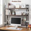 2-Tier Desktop Bookshelf Organizer, Dorm Desk Hutch with DIY Grid, 45.3 Inches