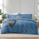 Hearth & Harbor Blue Heaven Duvet Cover Queen Size - 3 Piece Queen Duvet Cover Set, Soft Double Brushed Queen Size Duvet Covers with Button Closure, 1 Duvet Cover 90x90 inches and 2 Pillow Shams