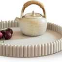 Coffee Table Tray, Home Decor Round Tray, Concrete Gray Coffee Table Decor Trays, Serving Decorative Trays for Dining Table (11")