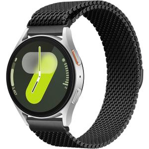 Milanese Metal Bands for Samsung Galaxy Watch 7 6 5 4 Band 40mm 44mm/Watch 6 4 Classic Bands 46mm 42mm 47mm 43mm/5 Pro/3 41mm/FE/Active 2 Men/Women,20mm Stainless Steel Mesh Loop Magnetic Strap Correa (01-Black)