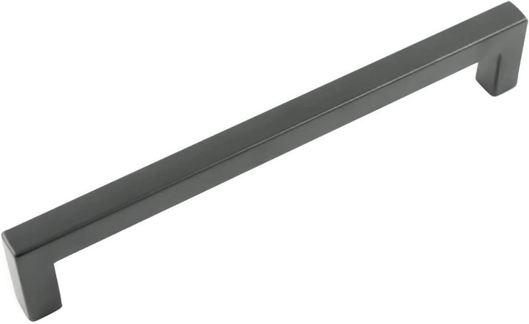 Hickory Hardware 1 Pack Solid Core Kitchen Cabinet Pulls, Luxury Cabinet Handles, Hardware for Doors & Dresser Drawers, 6-5/16 Inch (160mm) Hole Center, Matte Black, Skylight Collection