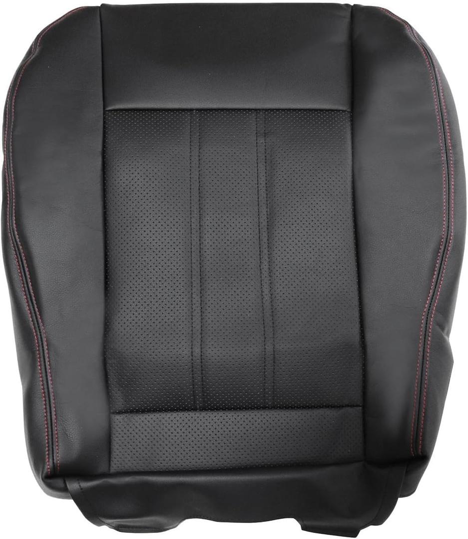 NLQR Front Driver or Passenger Side Bottom Replacement Perforated Seat Cover fit for Chrysler Town and Country 2011 2012 2013 2014 2015 2016 fit for Dodge Grand Caravan 2008-2020 Black with red Stitch