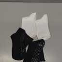 REACH STAR 4 Pairs Pilates Socks with Grips Non Slip Ruffle Yoga Grip Socks for Women (6-10, Black+white)