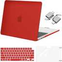 MOSISO Compatible with MacBook Air 13 inch Case 2025 2024 2023 2022 M4 A3240 M3 A3113 M2 A2681, Plastic Hard Shell&Keyboard Cover&Screen Film&Type C for MacBook Air 13.6 inch Case, Red
