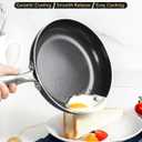MICHELANGELO Small Frying Pan - 8 Inch Frying Pan Nonstick with Lid, Non-Toxic Ceramic Pans with Stainless Steel Handle, Nonstick Skillet, Black