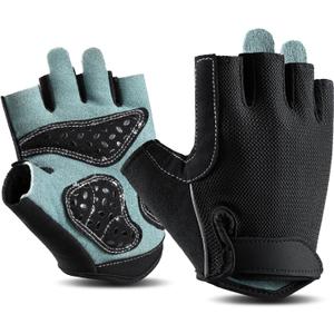Braventure Bike Gloves for Women Cycling: Light Weight Half-Finger Cycling Gloves with Anti-Slip Shock-Absorbing Pad (Large)