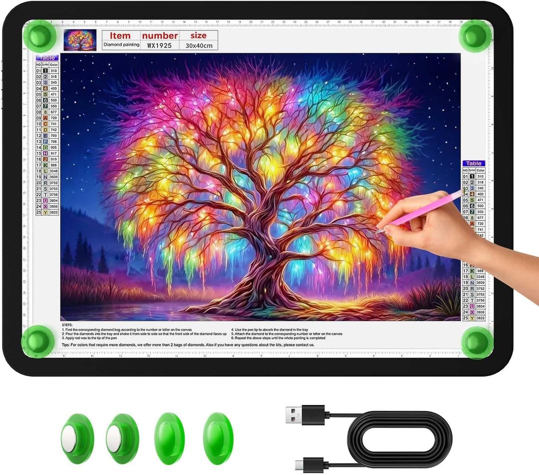 Zocelight A3 Diamond Art Light Board, 16.77×13.35inchs Light Pad,6000 Lux Super Bright Light Box for Tracing, Side Button Design, Magnet Light Table for Diamond Painting, Sketching, Weeding Vinyl (Black)