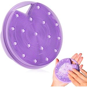 2 x Silicone Body Scrubber -Anti Zinc Infused Exfoliating Body Scrubber | Anti Slip Silicone Loofah,Stiff & Soft Bristles for Cellulite Reduction,Blood Circulation- Purple