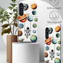 Compatible with Samsung Galaxy S24 Plus & S25 Plus Case Cute with Card Holder/Shockproof Slim Slot Wallet Phone Cover for Women for S24+ & S25+ / Astronaut Space Planets Spaceman Cosmo Galaxy