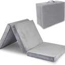 SINWEEK Tri Folding Mat Foam Topper 3.8" Thickness Floor Cot Mat, Guset mat with Removable&Machine Washable Cover and Lining, CertiPUR-US Certified 38 x 80 Inch